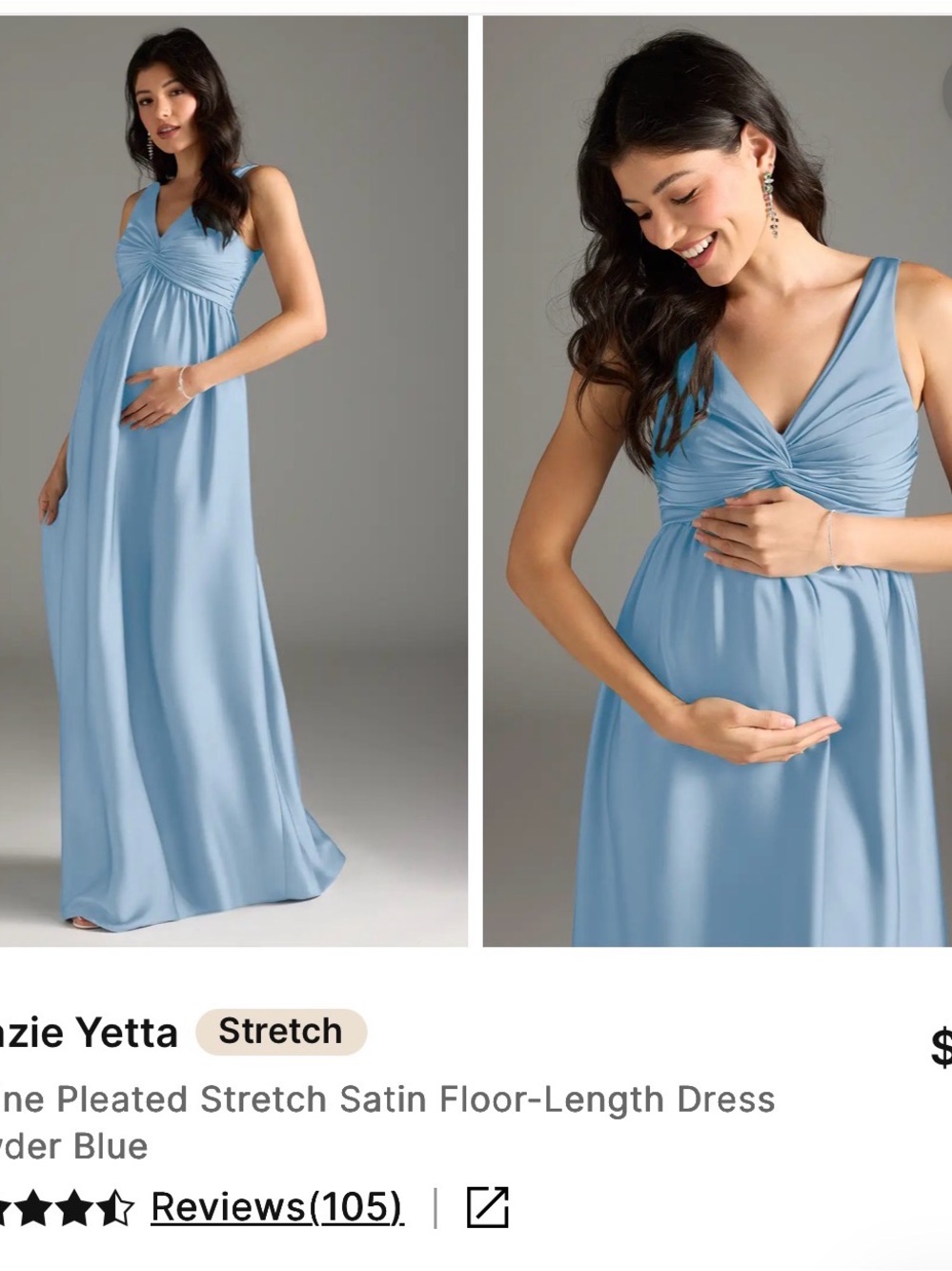 Azazie Powder Blue Maternity Satin Maxi Dress